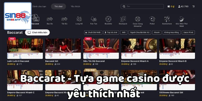 Tựa game casino được yêu thích nhất tại cổng cược