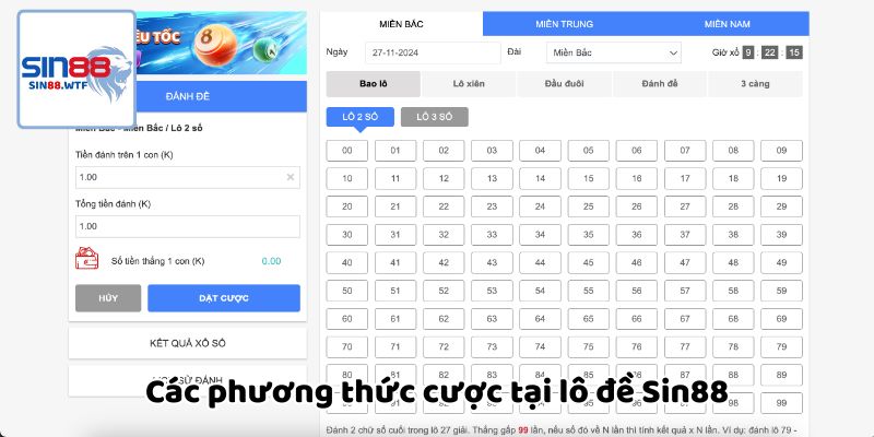 Phương thức cược lô đề Sin88